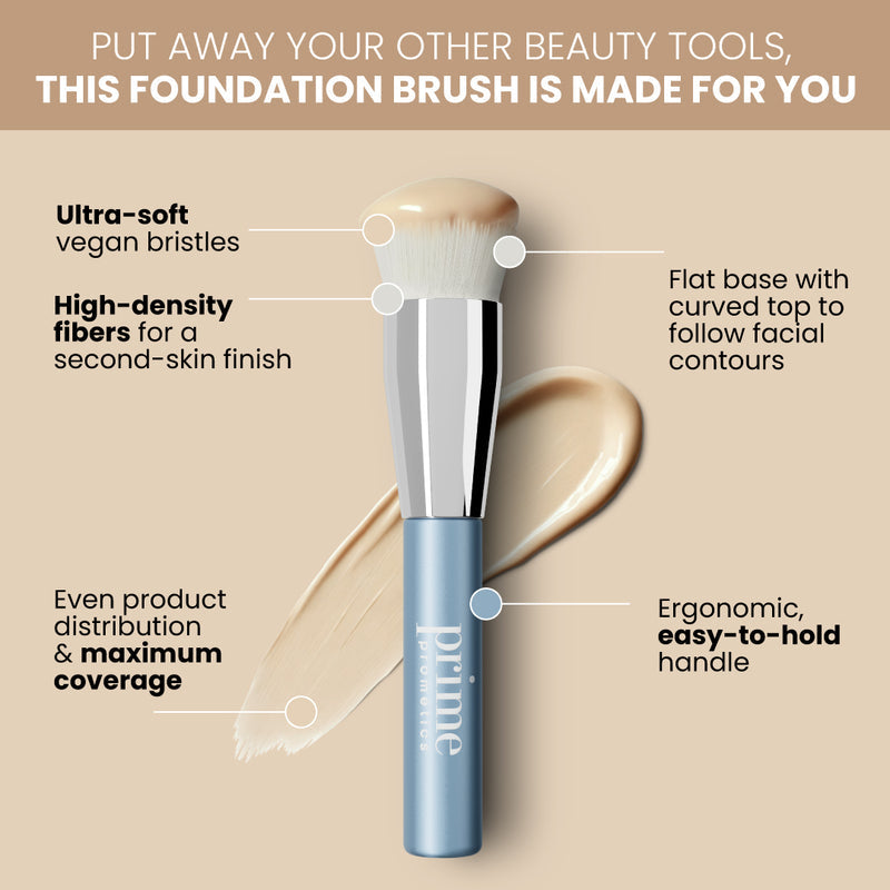 PrimeSkin Foundation Brush Soft Dense Bristles Flawless Makeup Tool