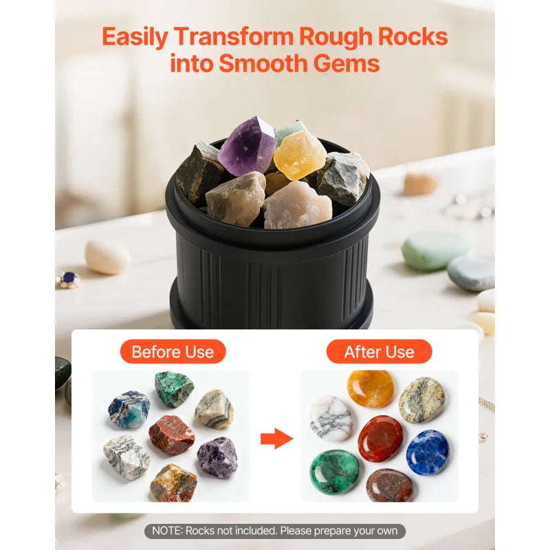8LB Rock Tumbler Kit Double Barrel 4-Speed Rock Polisher with Timer