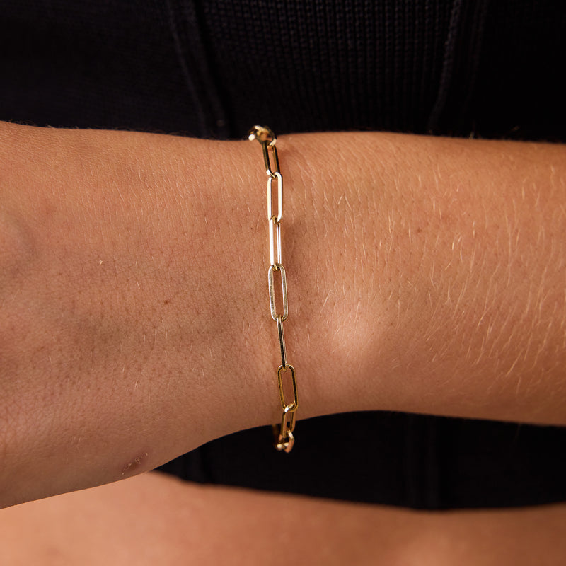 14K Paperclip Chain Bracelet – Elegant Minimalist Gold Jewelry