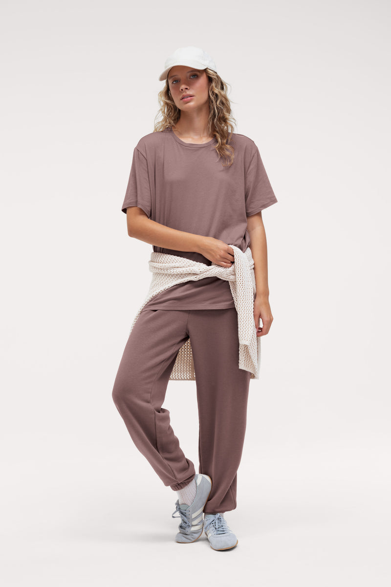 French Terry Jogger Cocoa Soft Cotton Relaxed Fit Casual Sweatpants