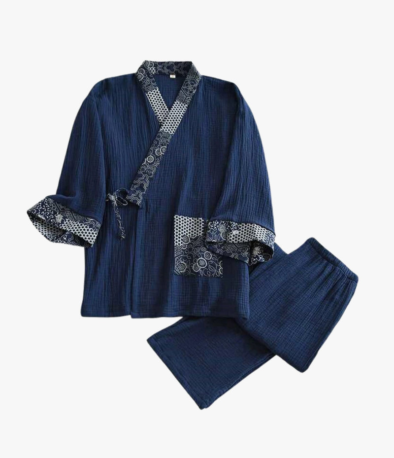 Sashiko Samue Set – Traditional Japanese Style Lounge Wear Set