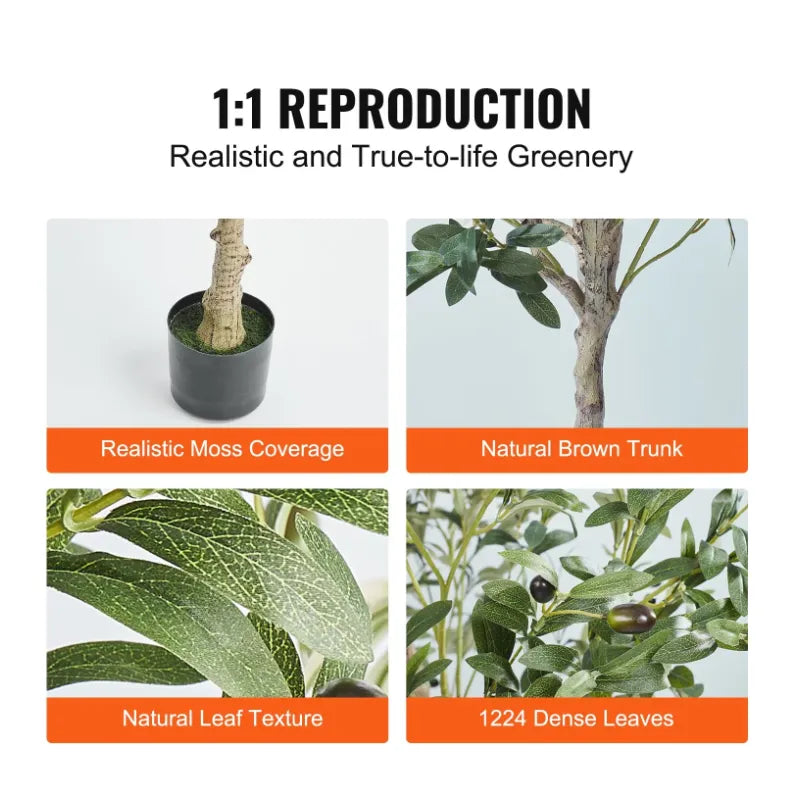 6FT Artificial Olive Tree Faux Potted Plant for Home Office Indoor Decor