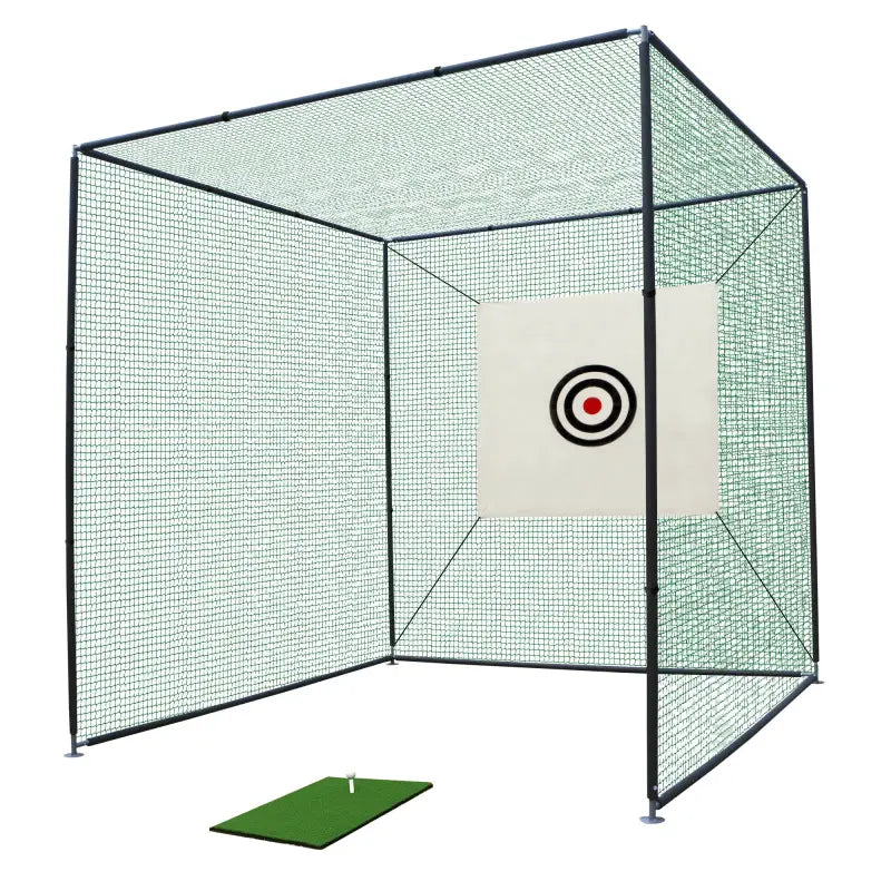 10x10x10FT Golf Practice Net Cage with Metal Frame Indoor Outdoor Hitting
