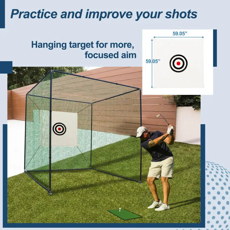 10x10x10FT Golf Practice Net Cage with Metal Frame Indoor Outdoor Hitting