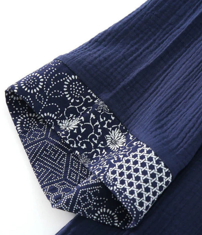 Sashiko Samue Set – Traditional Japanese Style Lounge Wear Set