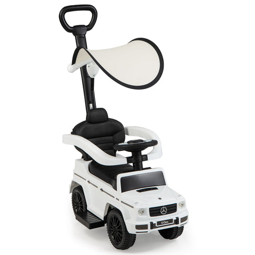 3-in-1 Mercedes G350 Ride-On Push Car | Stroller w/ Canopy (White)