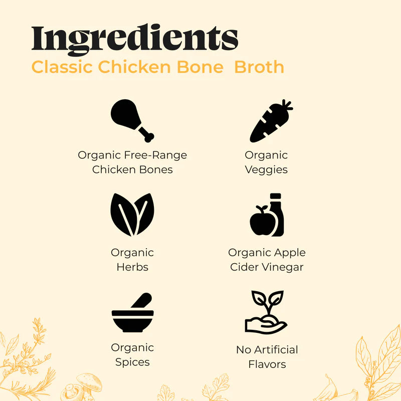 Chicken Bone Broth 16.9 oz Premium Savory Slow-Simmered Nutrient Rich Broth