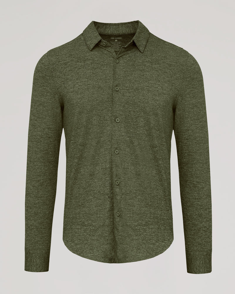 Dark Heather Military Green Long Sleeve Comfort Shirt