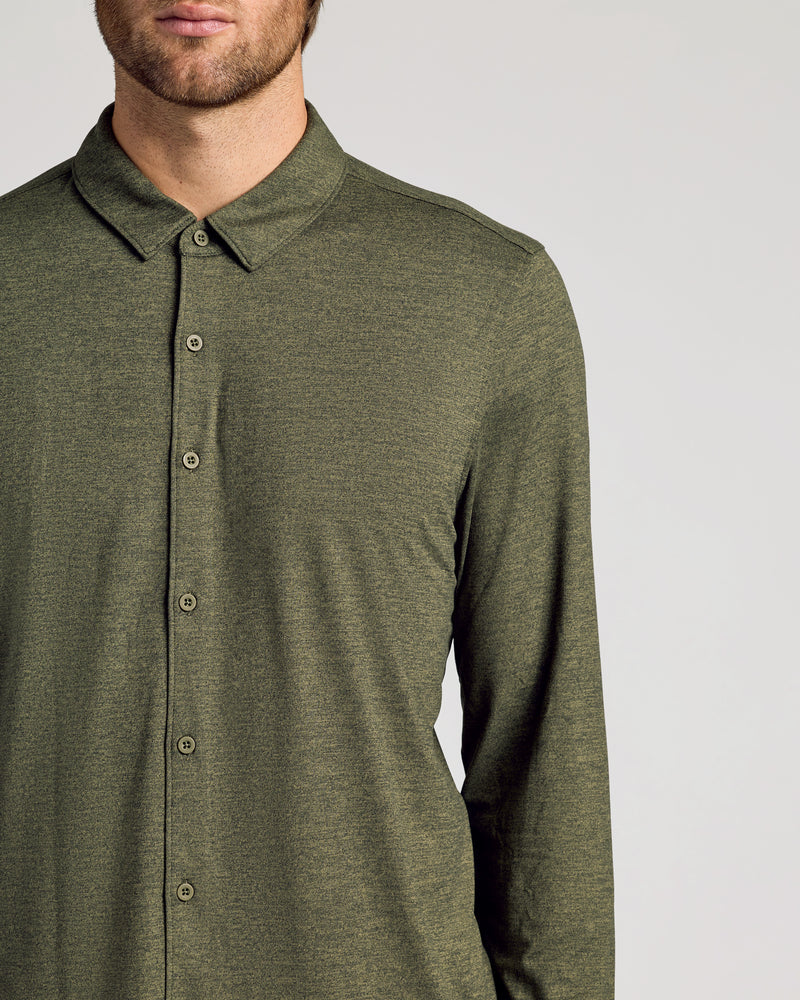 Dark Heather Military Green Long Sleeve Comfort Shirt