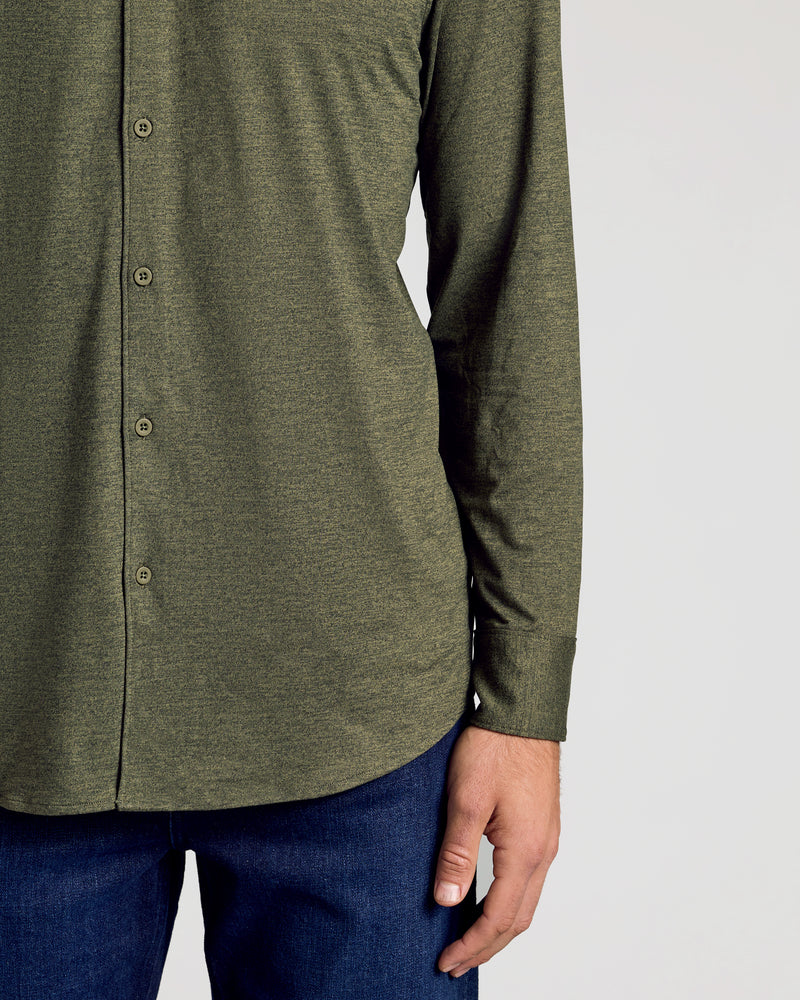 Dark Heather Military Green Long Sleeve Comfort Shirt