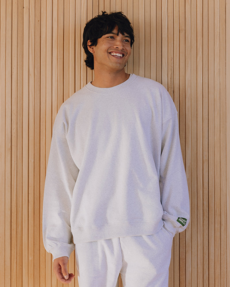 Oversized Fleece Crew Heather Grey Soft Cozy Relaxed Sweatshirt