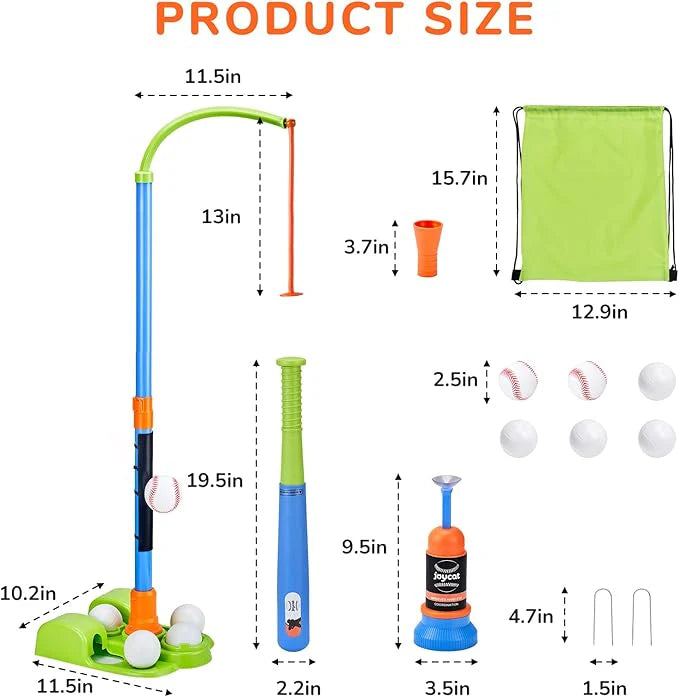 3-in-1 Kids T Ball Set Adjustable Height Baseball Training Toy Pitcher