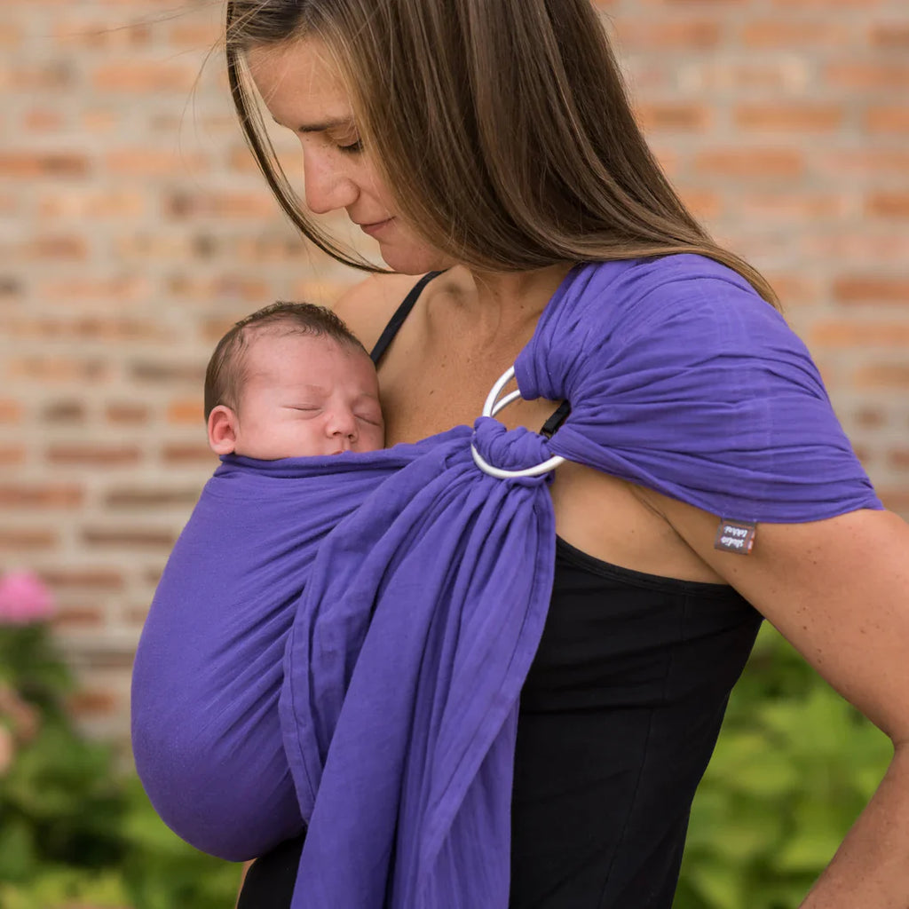 Berry & Shiny Silver Ring Sling Baby Carrier – Soft Adjustable Wrap