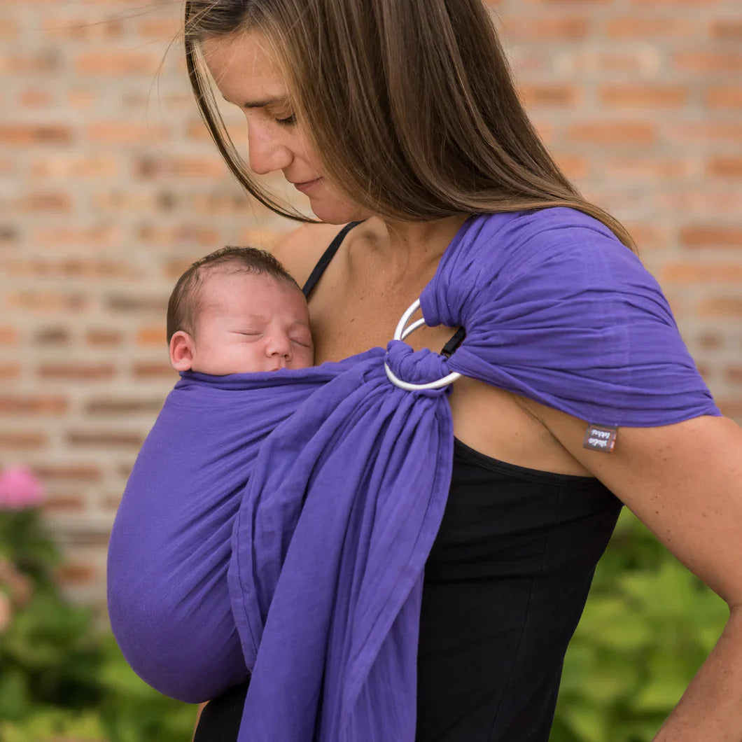 Berry & Shiny Silver Ring Sling Baby Carrier – Soft Adjustable Wrap