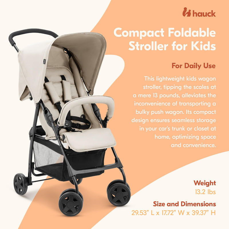 Hauck Lightweight Foldable Travel Stroller – Compact Sport Beige