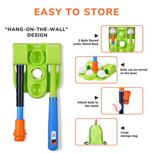 3-in-1 Kids T Ball Set Adjustable Height Baseball Training Toy Pitcher