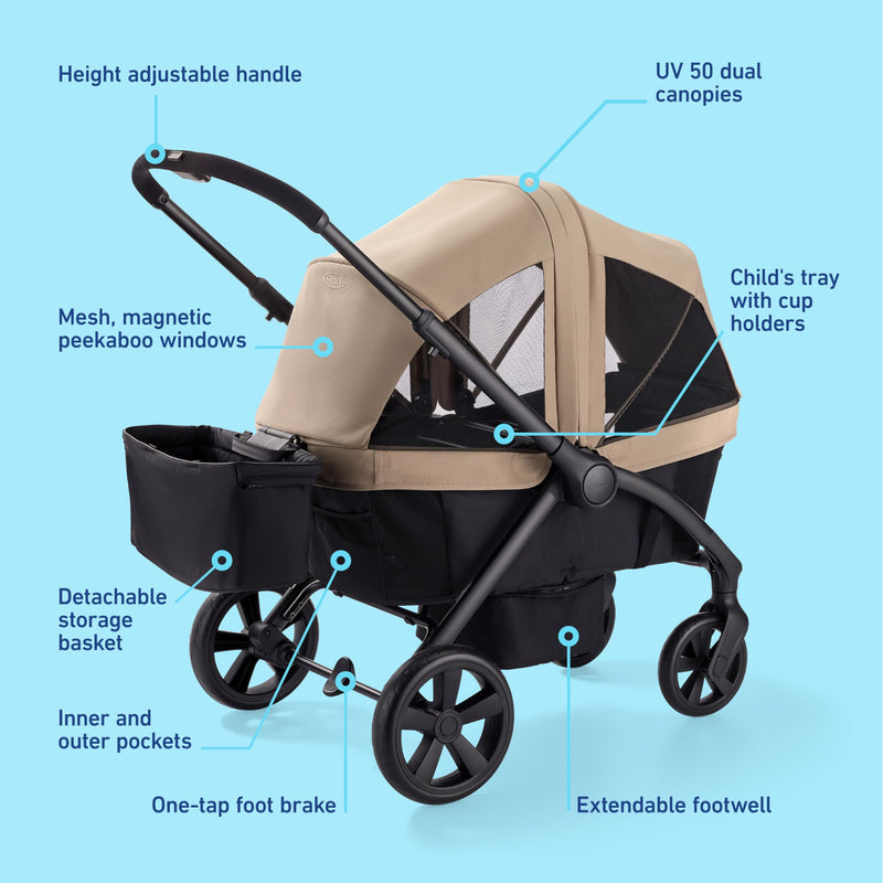 Graco Ready2Roll Stroller Wagon | 2 Kids All-Terrain, Foldable