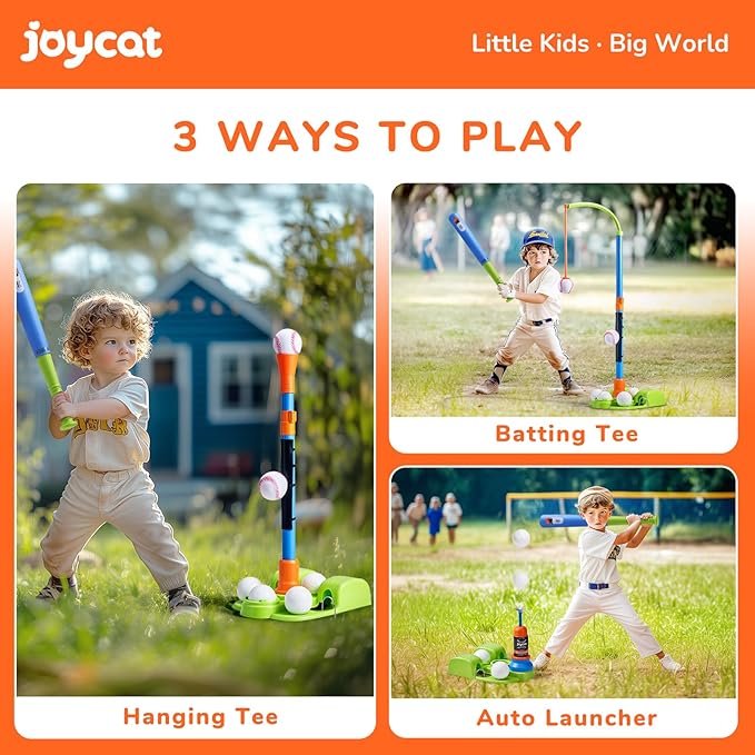 3-in-1 Kids T Ball Set Adjustable Height Baseball Training Toy Pitcher