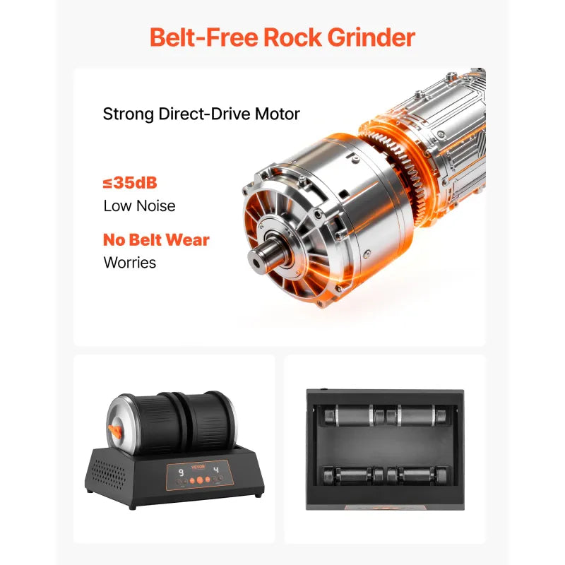 8LB Rock Tumbler Kit Double Barrel 4-Speed Rock Polisher with Timer