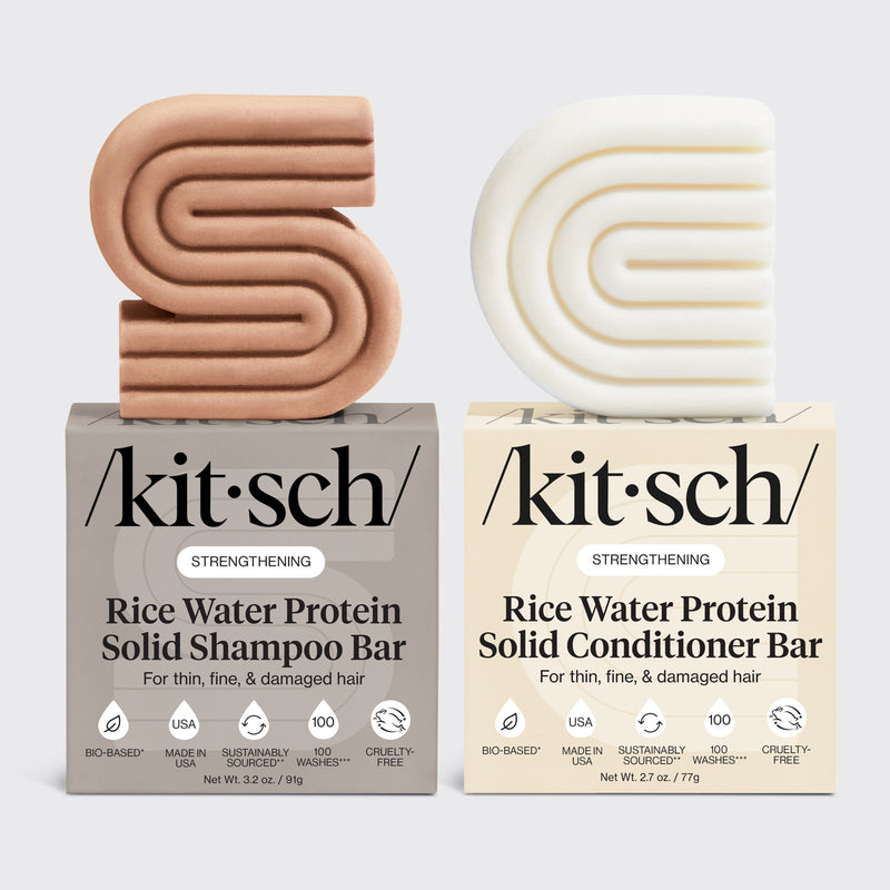 Rice Water Shampoo Conditioner Bar Combo Hair Growth Strength Repair
