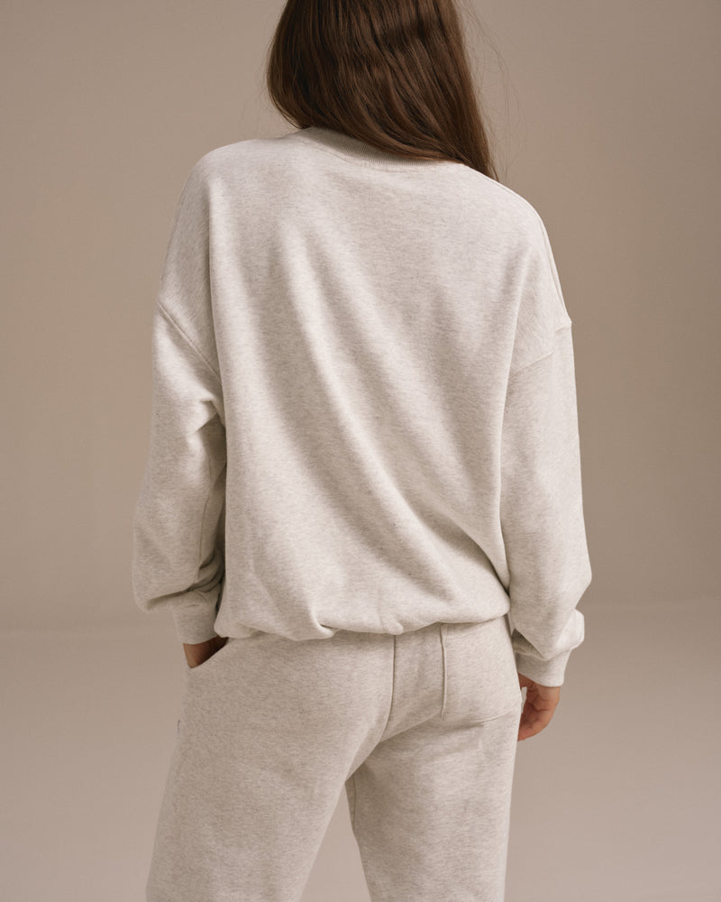 ADA Oversized Sweatshirt Light Grey Melange Relaxed Cozy Casual Pullover