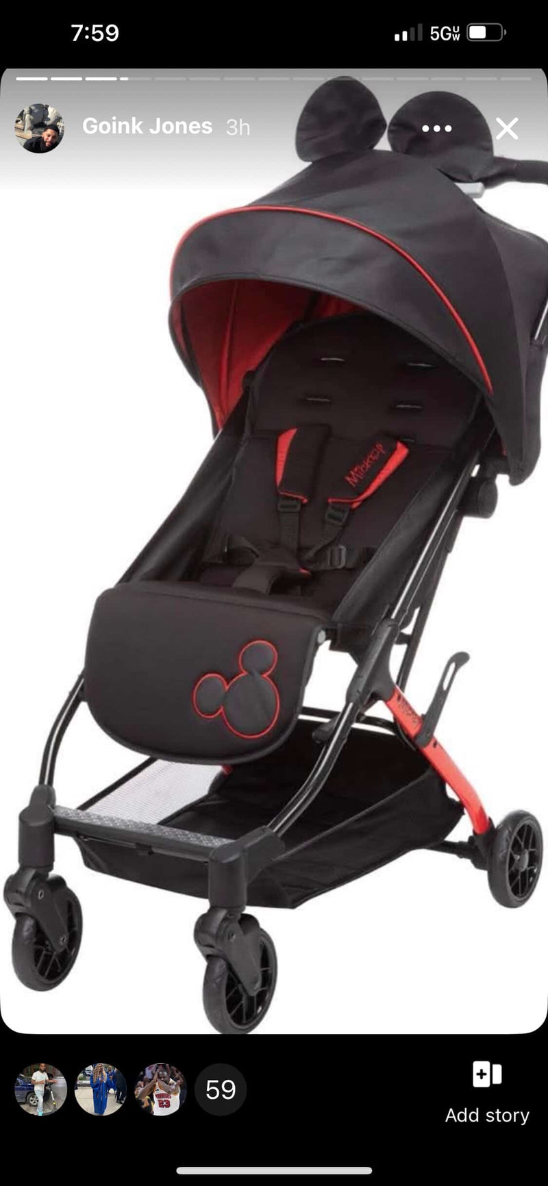 Minnie Mouse Baby Stroller | Lightweight, Foldable & Travel Friendly
