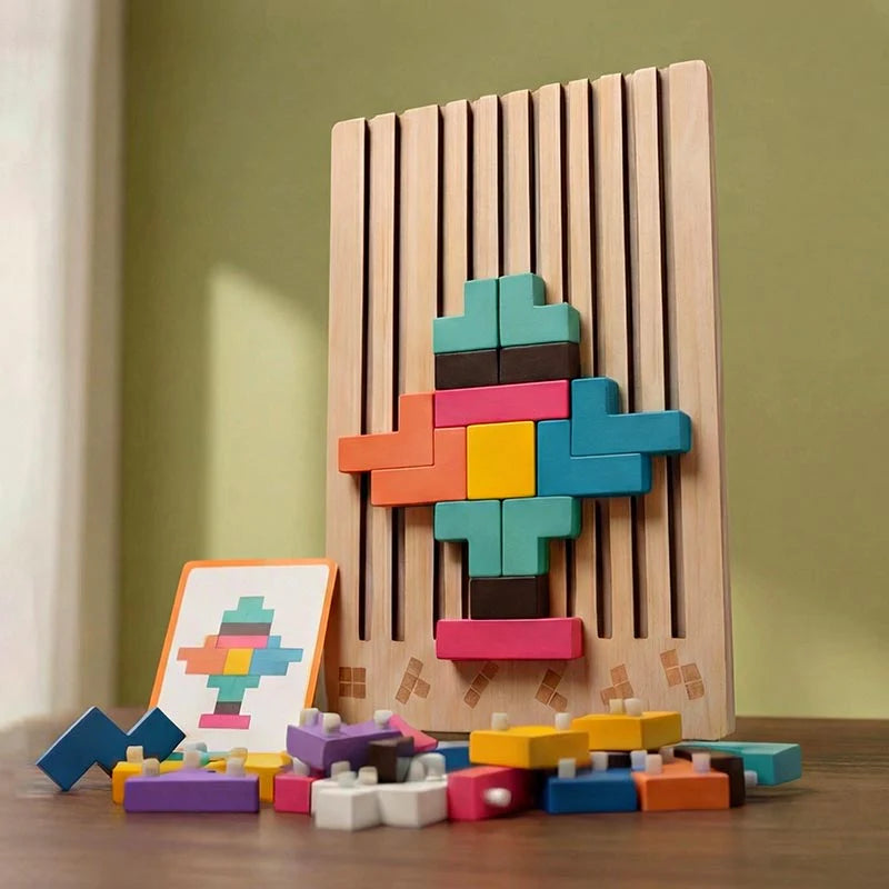 Montessori Brain Blocks Wooden Educational Puzzle Learning Toy for Kids
