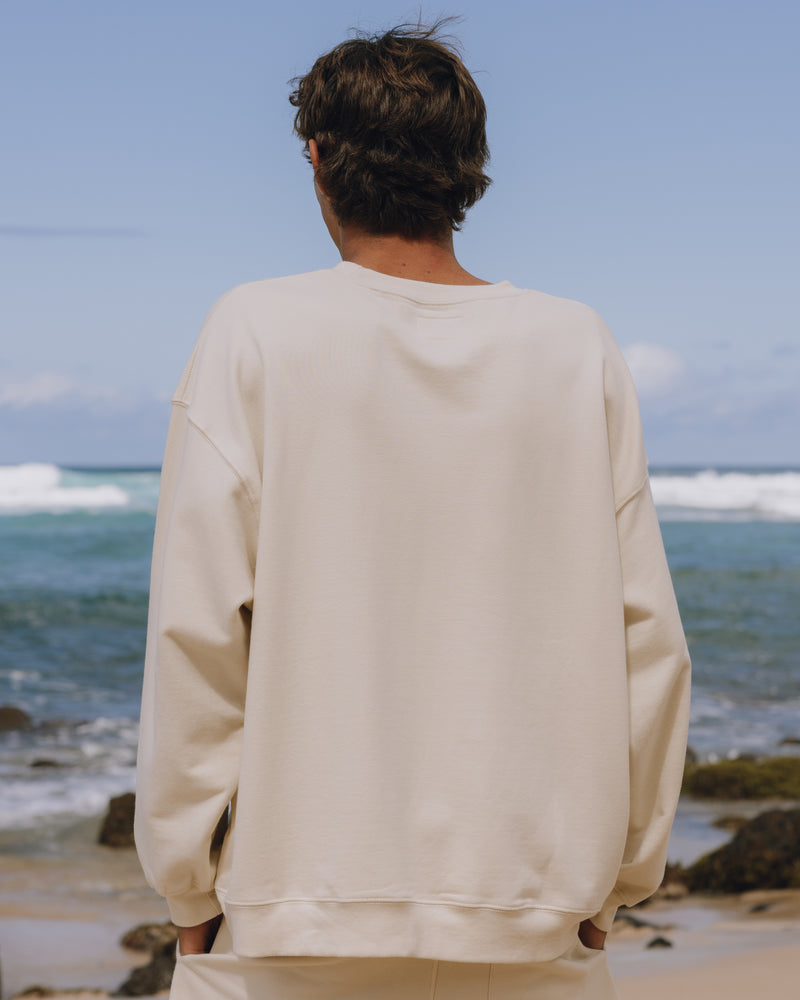Unisex Oversized Crew Sand Relaxed Fit Casual Sweatshirt