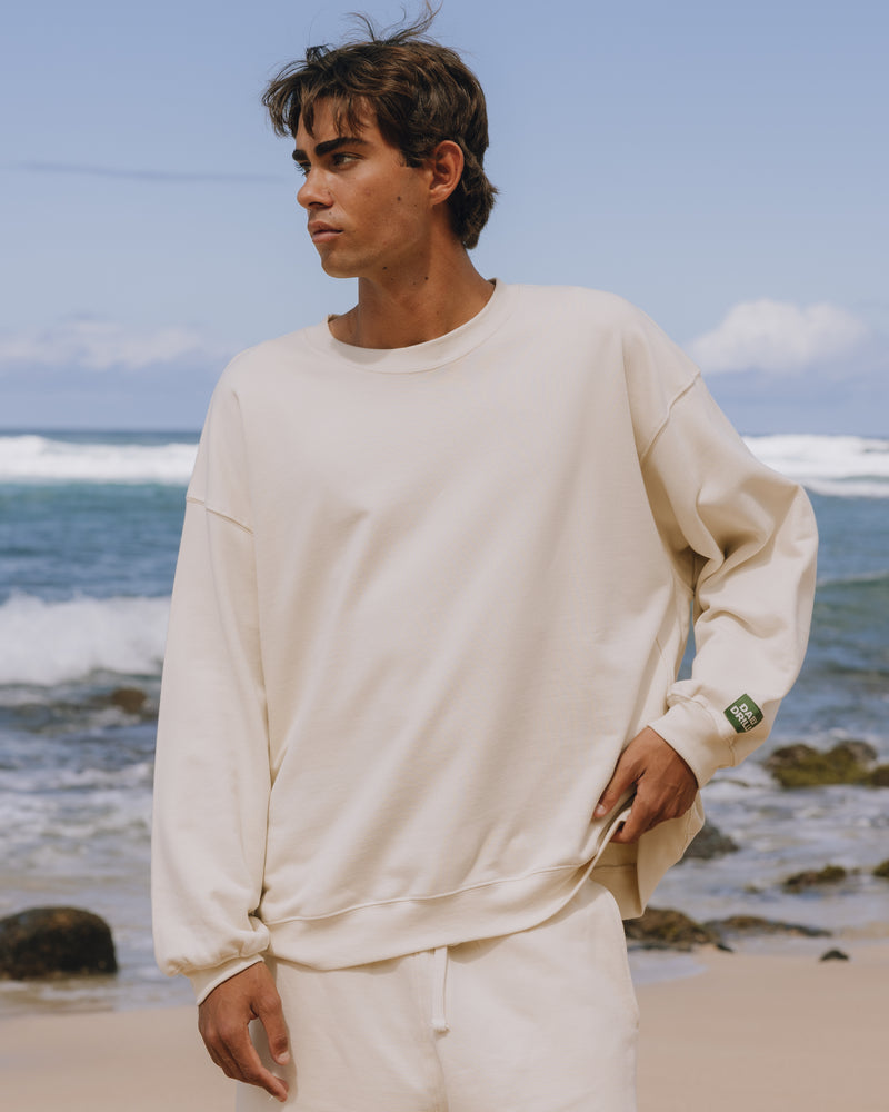 Unisex Oversized Crew Sand Relaxed Fit Casual Sweatshirt
