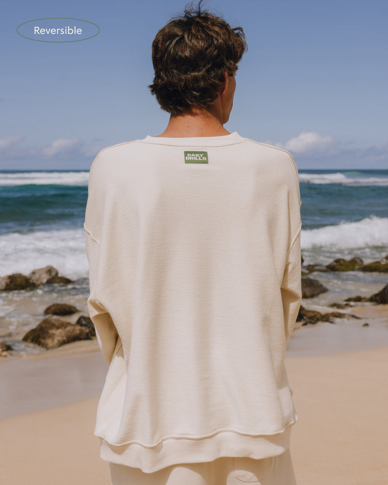 Unisex Oversized Crew Sand Relaxed Fit Casual Sweatshirt