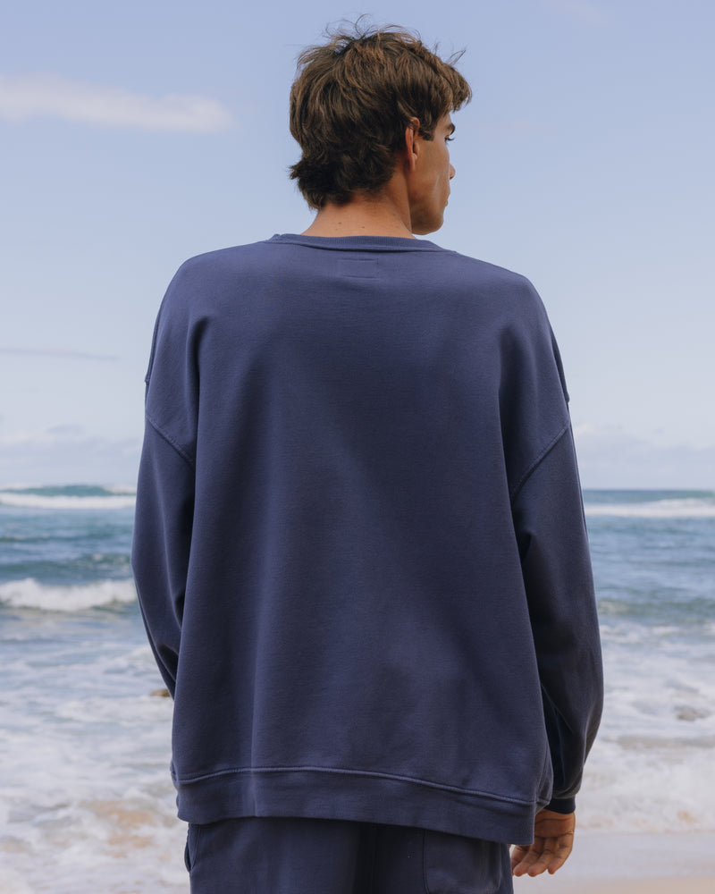 Unisex Oversized Crew Navy Relaxed Fit Casual Sweatshirt