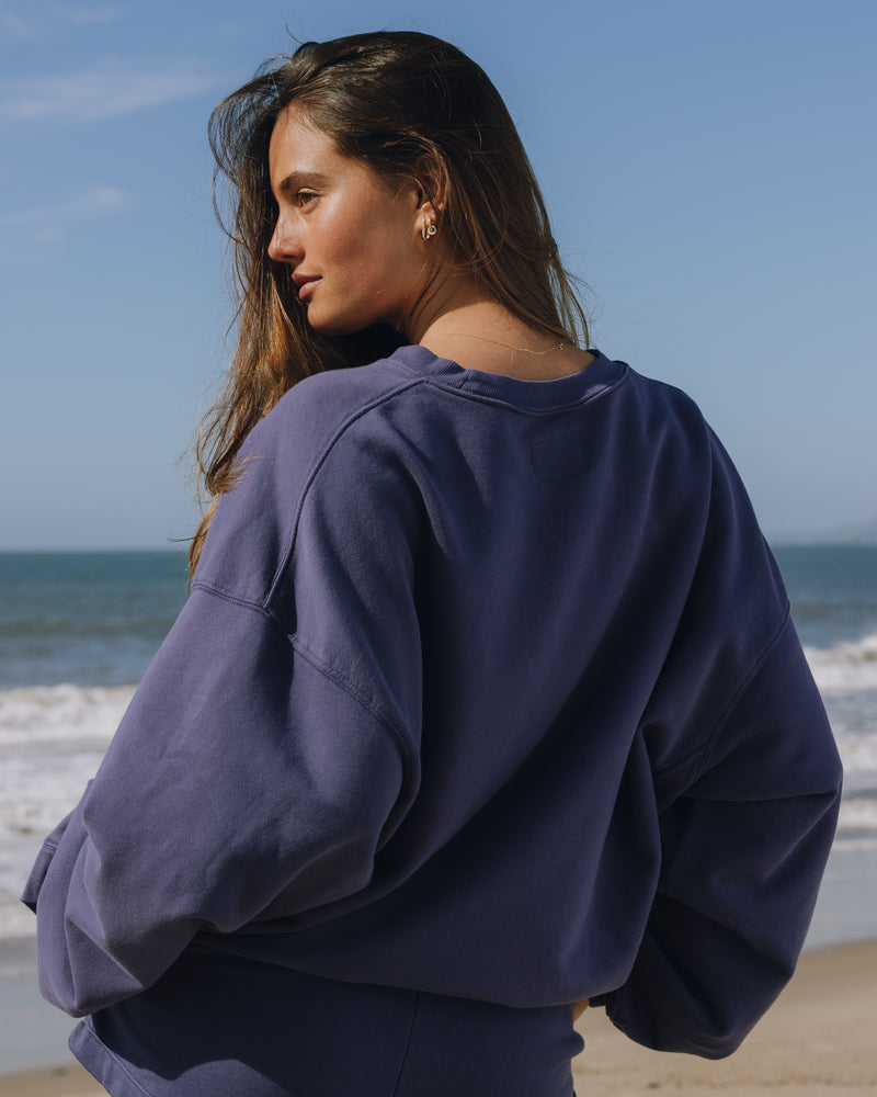 Unisex Oversized Crew Navy Relaxed Fit Casual Sweatshirt