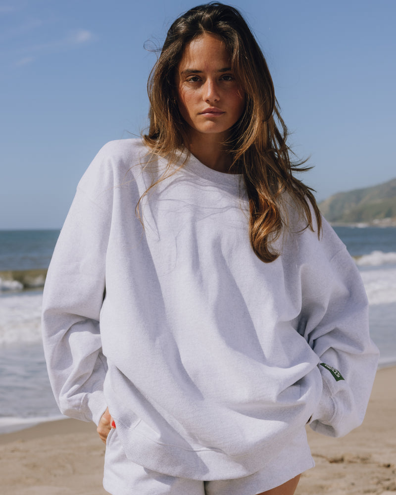 Oversized Fleece Crew Heather Grey Soft Cozy Relaxed Sweatshirt