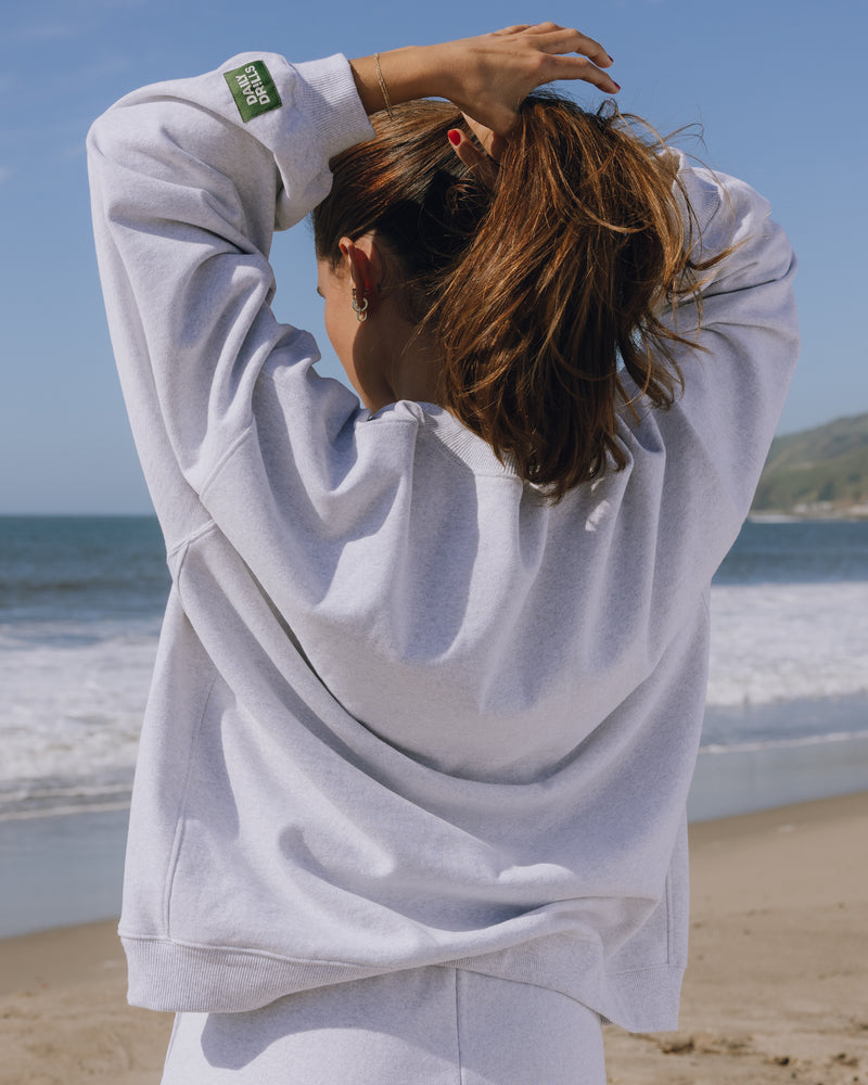Oversized Fleece Crew Heather Grey Soft Cozy Relaxed Sweatshirt