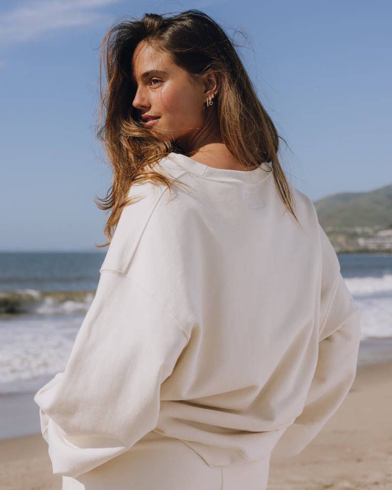 Unisex Oversized Crew Sand Relaxed Fit Casual Sweatshirt