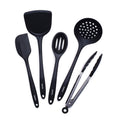 5-Piece Silicone Utensil Set Black – Heat Resistant Kitchen Tools