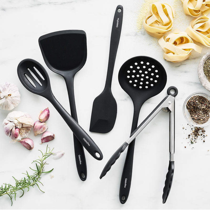 5-Piece Silicone Utensil Set Black – Heat Resistant Kitchen Tools