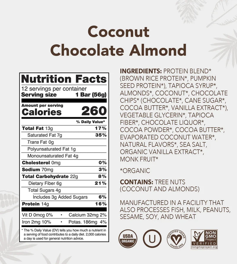 Coconut Chocolate Almond Protein Bars High Protein Snack Energy Bars