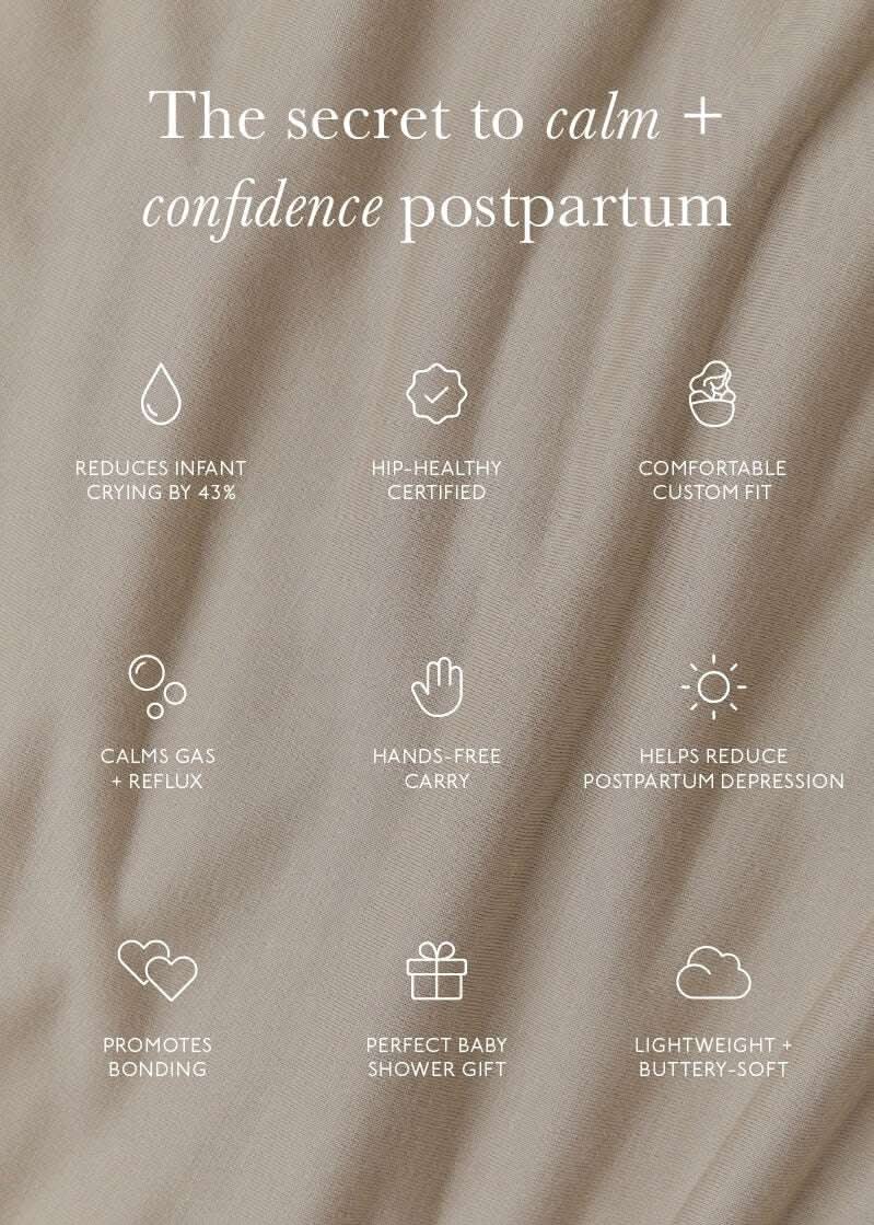 Taupe Floral Baby Wrap Carrier – Soft Breathable Infant Wrap