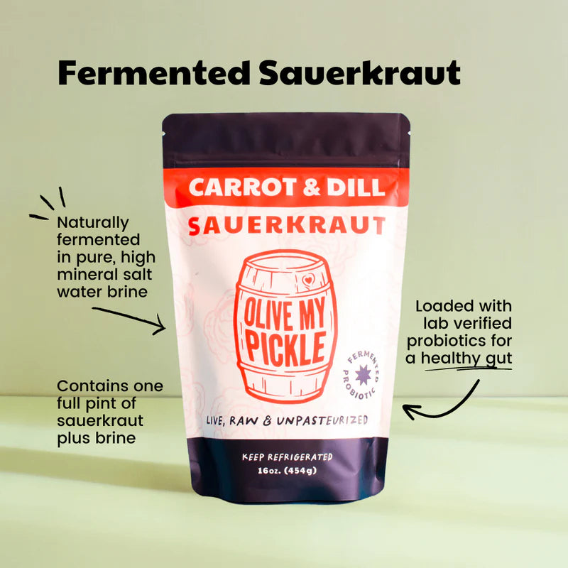 Carrot & Dill Fermented Sauerkraut Probiotic Tangy Gourmet Vegetable Blend