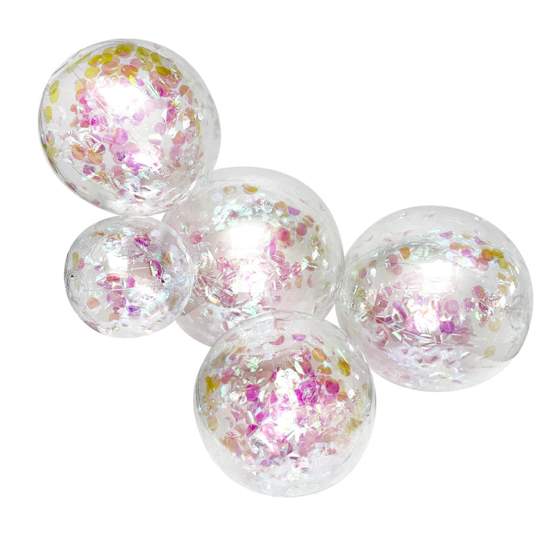 Balloon Garland 5-Cluster Iridescent Confetti Transparent Party Decoration
