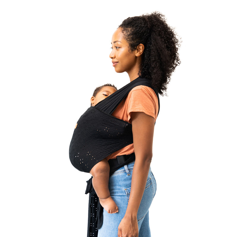 Easy-Wrap Carrier Black Eyelet – Soft Baby Wrap by Petunia