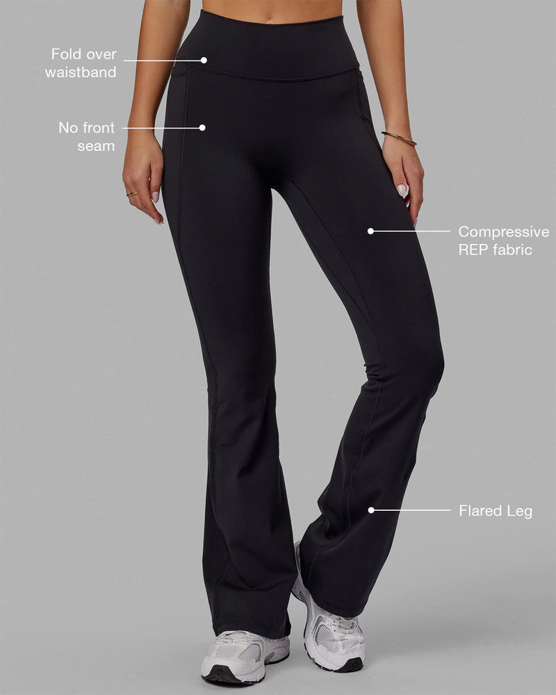Fusion Ultra High Rise Flared Legging Pockets Black Stretch Activewear