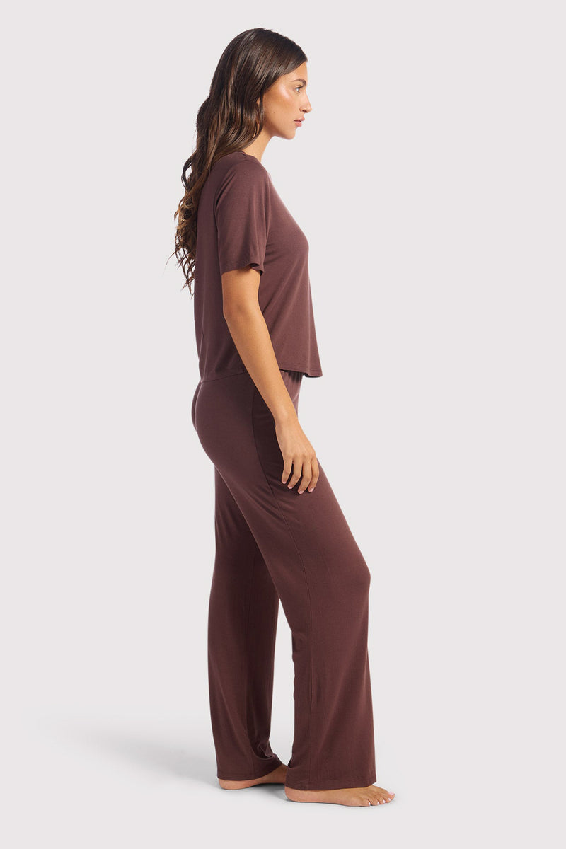 Pajama Set Coffee Print Soft Sleepwear Loungewear Cozy 2 Piece Set