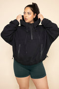 Half Zip Warm Up Hoodie Black Athletic Pullover Soft Fleece Activewear
