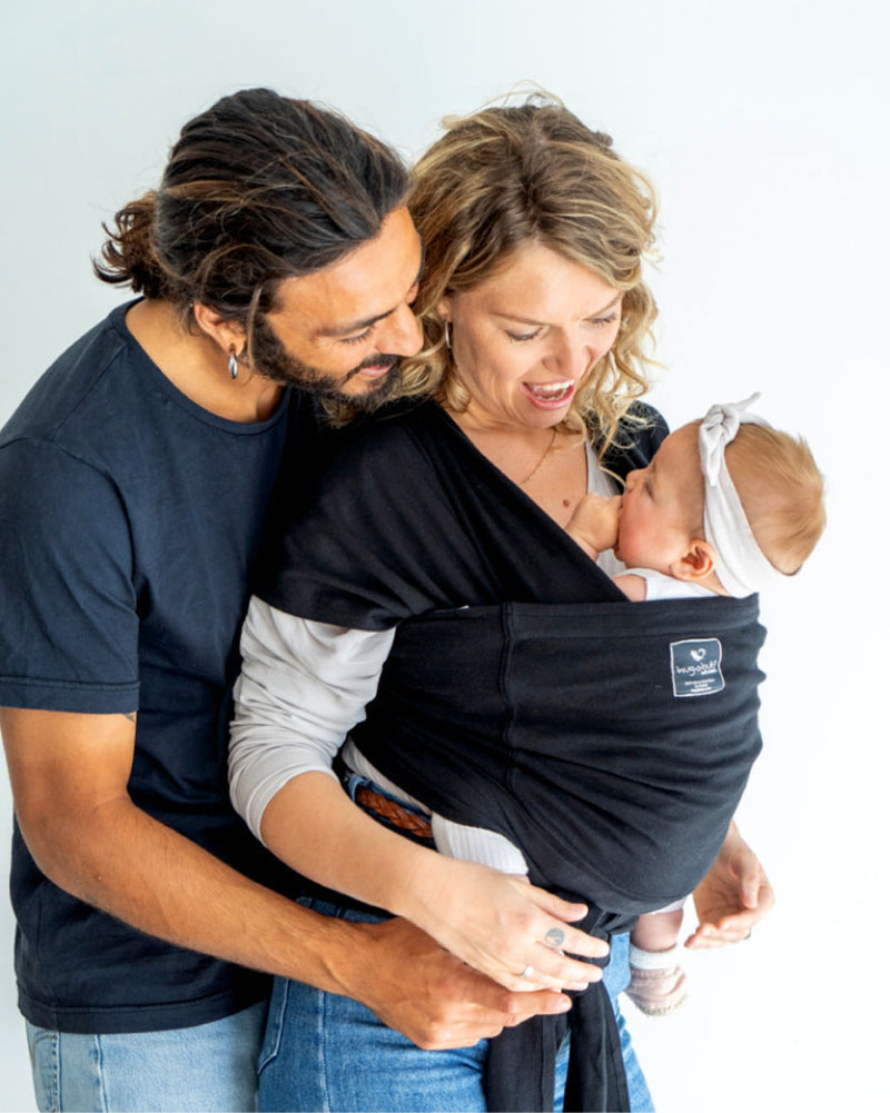 Pocket Wrap Carrier Organic Black + Free Wooden Car Toy
