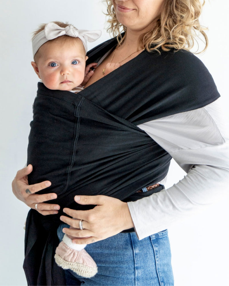 Pocket Wrap Carrier Organic Black + Free Wooden Car Toy