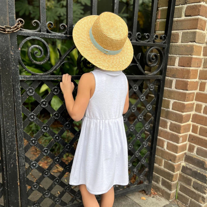 Girls White French Terry Tennis Dress – Comfortable Athletic Dress
