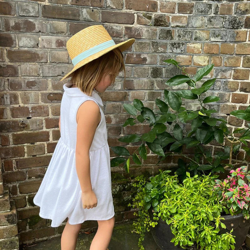Girls White French Terry Tennis Dress – Comfortable Athletic Dress