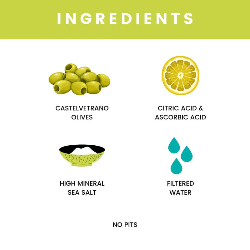 Pitted Castelvetrano Butter Olives Premium Mild Green Olives